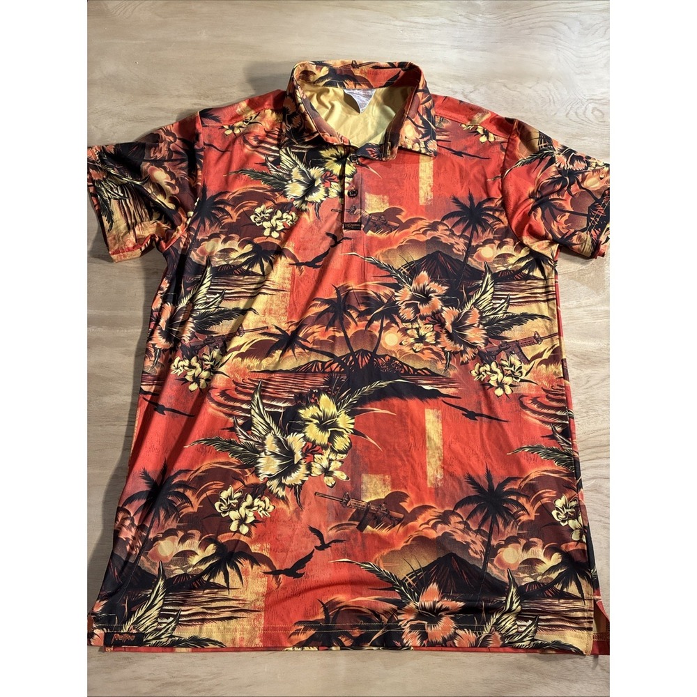 Retro Rifle Mens Large "Shadow Hawaiian" Performance Golf Polo